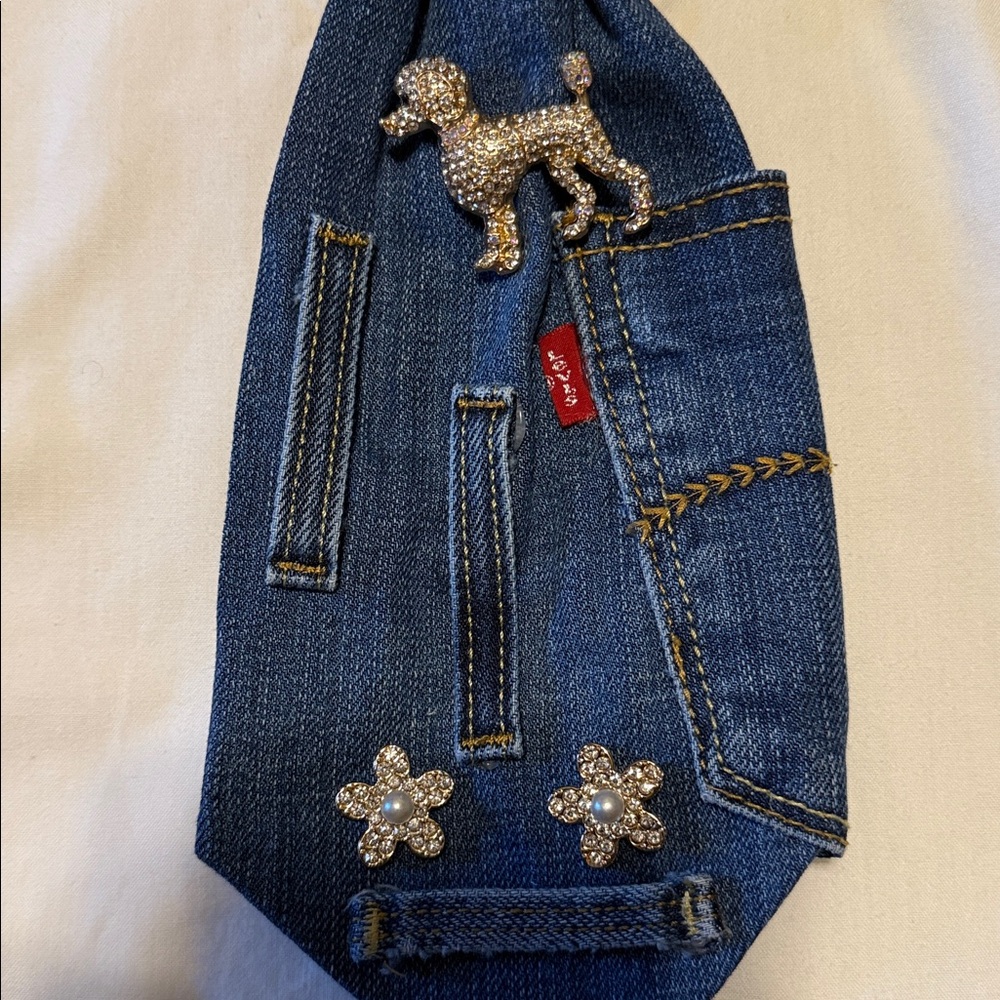 Denim Dog Necktie with Embellishments - Picture 3 of 4